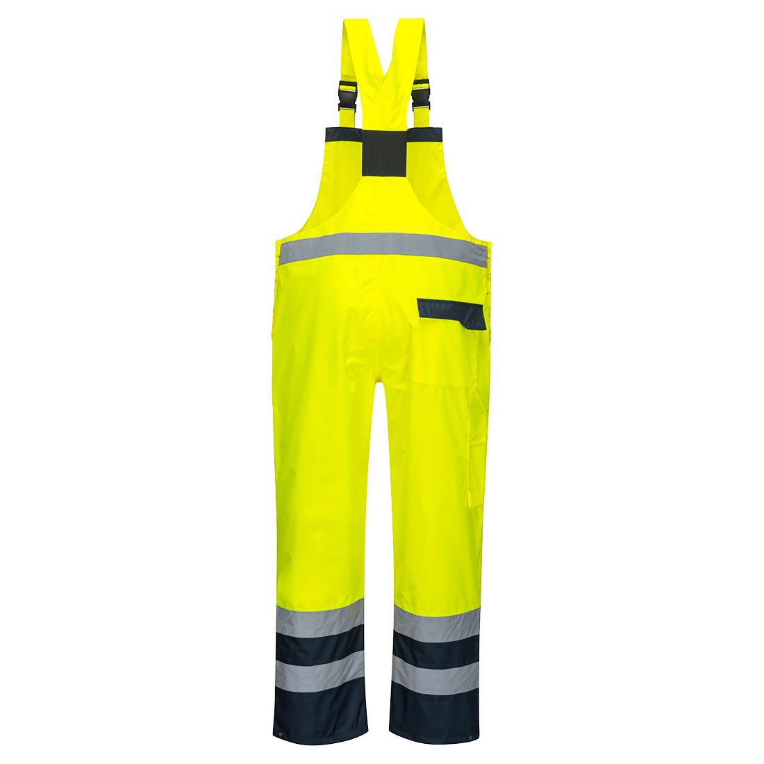 Portwest S488 Class E Hi Vis Yellow with Black or Navy Unlined Bib with Waterproof Durable Denier Shell, 2 Color Options - Image 3