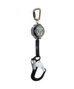 SafeWaze 018-5007 7' Lightweight Web Retractable with Aluminum Locking Rebar Hook, Single Leg, with Steel Carabiner