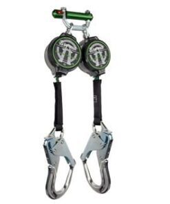 SafeWaze 018-5027 Dual Leg 7' Lightweight Web Retractable, Aluminum Rebar Hooks & Behind the Web Bracket