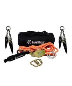 SafeWaze 019-8010  2 Person 80' Rope Horizontal Lifeline Kit with Heavy Duty Cross Arm Straps