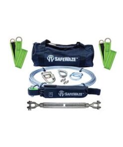 SafeWaze 019-8024 2 Person 30' Cable Horizontal Lifeline Kit with Cross Arm Straps and Energy Absorber