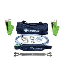 SafeWaze 019-8026 2 Person 80' Cable Horizontal Lifeline Kit with Cross Arm Straps and Energy Absorber