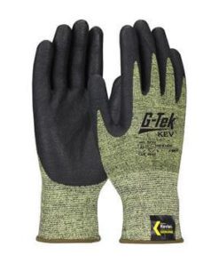 PIP 09-K1600 G-Tek Kev ANSI Cut Level 5 Seamless Knit Kevlar Blended Glove with Nitrile Foam Grip Touch Screen Compatible Box/12 Pairs