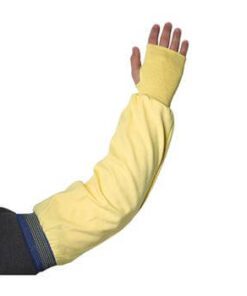 PIP 10-4IK157 Kut-Gard Single-Ply Kevlar Sleeve with Blue/Gold Elastic End and Thumb Hole, 15" Length - Box/ 12 Sleeves