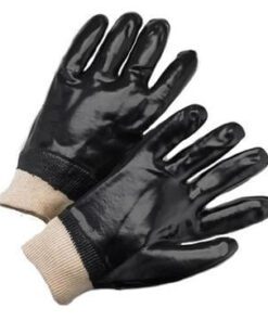 West Chester 1007 Black PVC Coated, 12" Length, Smooth Finish, Interlock Lined, Knit Wrist Gloves, Men's Large- Box/ 12 Pairs
