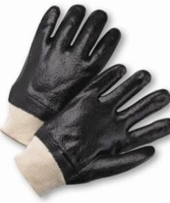 West Chester 1007R Black PVC Coated, Semi-Rough Grip Finish, Interlock Lined, Knit Wrist Gloves - Large - Box/12 Pairs