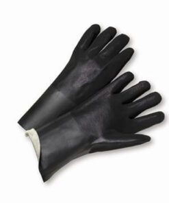 West Chester 1017RF Black Glove Sandpaper Grip, Interlock Lining, 10 inch, PVC Coated Gloves - Large - Box/12 Pairs
