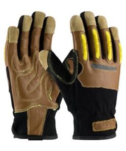 PIP 120-4100 Maximum Safety Reinforced Goatskin Leather Palm Glove with Leather Back, Kevlar Lining and TPR Molded Knuckle Guards - 1 Pair