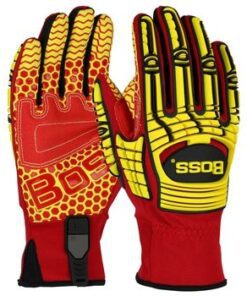 PIP 120-MP2415 Boss Synthetic Leather Palm High Performance Gloves, Silicone Grip, TPR Impact Protection, Cut Level A5, Abrasion A6, Pair