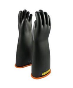 PIP 155-2-18 Novax Rubber Insulating Gloves, Class 2 Electrical Rated, Black with Orange Inner, 18", ANSI/ASTM D120 / NFPA 70E, Pair