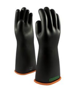 PIP 155-3-16 Class 3 Novax Rubber Electrical Insulating Gloves, Two Tone, Black with Orange Inner Color, 16"