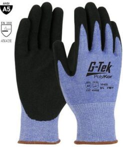 PIP 16-635 G-Tek PolyKor Cut Resistant Glove, Nitrile Coated MicroSurface Grip on Palm & Fingers, ANSI Cut Level A5, Box/ 12 Pairs