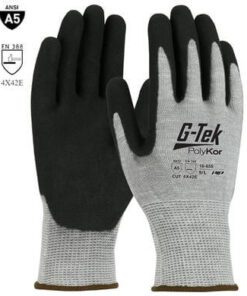 PIP 16-655 G-Tek PolyKor Cut Resistant Glove, Double-Dipped Nitrile Coated, MicroSurface Grip Palm & Fingers, ANSI Cut Level A5, Box/ 12 Pairs