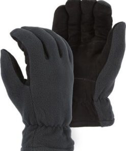 Majestic 1665 Winter Deer Drivers Gloves, Soft Deerskin Split Black Palm, Black Fleece Back Gloves w/ HEATLOK Insulation Box/12 Pair