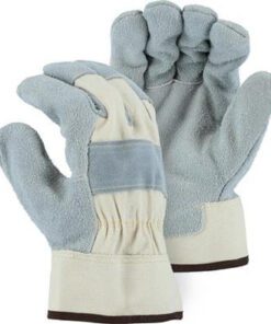 Majestic 1800 The "Pit Bull" Cowhide Leather Palm Gloves, Heavy Weight Side Split, Double Chrome Tanned Leather, Kevlar Sewn, Rubberized Safety Cuff, Box/12 Pairs