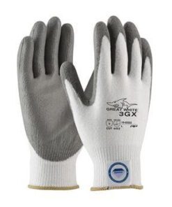 PIP 19-D322 G-Tek Great White 3GX ANSI Cut Level 3 Seamless Knit Dyneema Diamond Blended Glove with Polyurethane Coated Smooth Grip on Palm & Fingers Box/12 Pairs