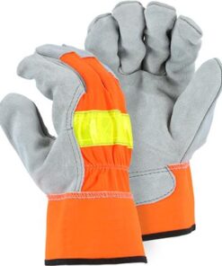 Majestic 1954 Select Shoulder Split Cowhide Gloves, ANSI 107 High Visibility Orange, Box/12 Pairs