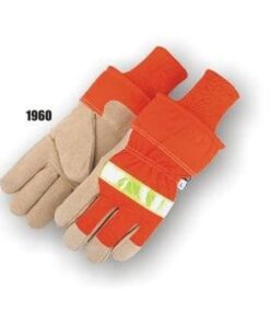 Majestic 1960  High Visibility Split Pig Winter Lined Gloves w/ Orange Safety Cuff, Box/12 Pairs