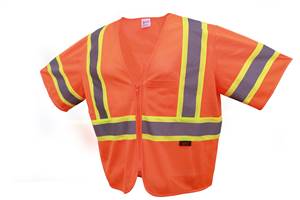 GSS Safety 2006 Class 3 Two Tone Mesh Zipper Safety Vest - Orange