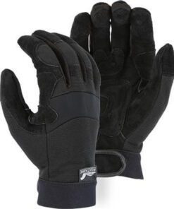 Majestic 2120 Mechanics Style Gloves, Reversed Cowhide Grain Palm, Reinforced Padded Palm, Neoprene Knuckle - Box/12 Pairs