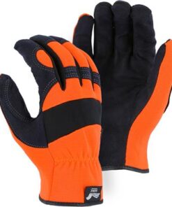 Majestic 2136HO Armor Skin Glove, Unlined, Hi Vis Orange, Elastic Wrist, Synthetic "Tougher than Leather" Mechanics Gloves - Box/12 Pairs