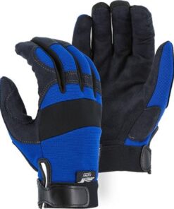 Majestic 2137BL Armor Skin Glove, Unlined, Blue, Velcro Closure, Synthetic "Tougher than Leather" Mechanics Gloves - Box/12 Pairs
