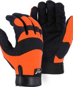 Majestic 2137HO Armor Skin Glove, Unlined, Hi Vis Orange, Velcro Closure, Synthetic "Tougher than Leather" Mechanics Gloves - Box/12 Pairs
