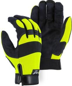 Majestic 2137HY Armor Skin Glove, Unlined, Hi Vis Yellow, Velcro Closure, Synthetic "Tougher than Leather" Mechanics Gloves - Box/12 Pairs