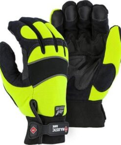 Majestic 2145HYH Winter Hawk Mechanics Glove, Armor Skin, 100% Waterproof, Heatlok Lined w/ M-Patch Palm/Finger, Neoprene Knuckle, Velcro, Hi Vis Yellow - Box/12 Pairs