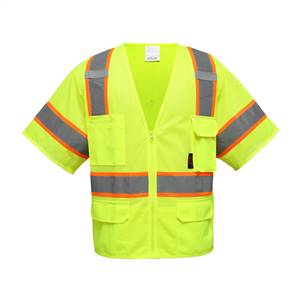 GSS Safety 2503 Class 3 Premium Vest w/6 Pockets-Lime