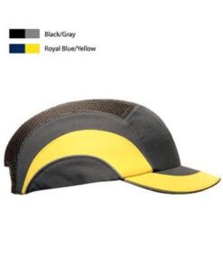 JSP HardCap A1+ Bump Cap, Sleek Designs & Look, Low-Profile Baseball Style, Short 2" Brim, Navy/Yellow, #282-ABS150-62