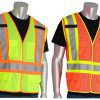 PIP 302-0212 Mesh Safety Vest Class 2 Type R Two Tone Five Pocket Breakaway Hi Vis Lime or Orange