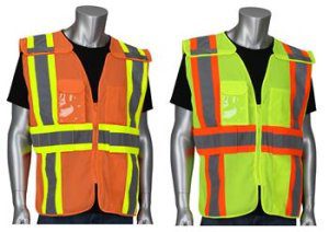 PIP 302-0590 ANSI Type R Class 2 Expandable Two-Tone Mesh Breakaway Vest, Hi Vis Yellow Or Orange