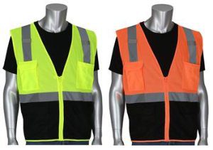 PIP 302-0710B ANSI Type R Class 2 Five Pocket Value Mesh Vest, Black Bottom Front, Hi Vis Yellow Or Orange
