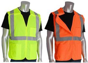 PIP 302-5PV Breakaway Solid Safety Vest Class 2 Type R 3 Pocket Hi Vis Lime or Orange
