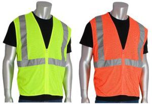 PIP 302-MVGZ Mesh Economy Safety Vest No Pockets Class 2 Type R Zipper Closure Hi Vis Lime or Orange