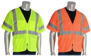 PIP 303-MVGZ4P Mesh Safety Vest Class 3 Type R Zipper Hi Vis Lime or Orange