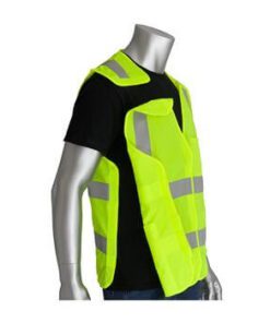 PIP 305-5PVFRLY ANSI Class 2 Type R FR-Treated 5-Point Breakaway Solid Fabric Vest, Hi Vis Lime