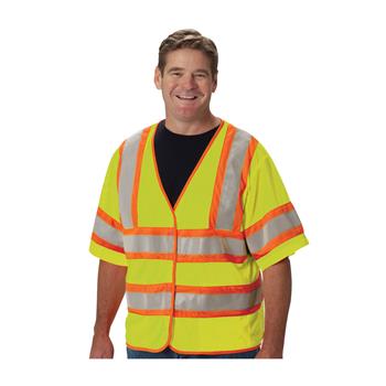 PIP 305-HSVPFRLY ANSI Class 3 FR-Treated Mesh Vest, Hi Vis Lime Yellow, 2 Internal Pockets
