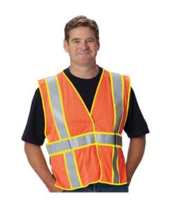 PIP ANSI Class 2 FR-Treated Mesh Vest, Hi Vis Orange, Adjustable, Universal Fit  #305-USV5FROR