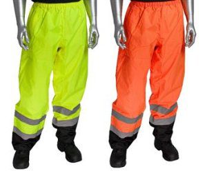 PIP 318-1757 Hi Vis ANSI/ISEA 107 Class E Overpant, Black Trim, Waterproof, Hi Vis Lime Yellow or Hi Vis Orange