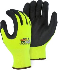 Majestic 3228HYT SuperDex Winter Lined Gloves, Nitrile Palm Coated, 15 Gauge Nylon Outer Shell, 10 Gauge Acrylic Liner, Hi Vis Yellow/Black, Box/12 Prs