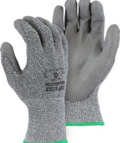 Majestic 33-1500 Cut-Less Annihilator Gloves, Grey Knit, Polyurethane Palm, Extra Long Cuff, Mineral Infused Fiber, Cut Level 3, Box/12 Pairs