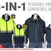 PIP 333-1500-R ANSI Type R Class 3 4-in-1 Reversible Hi Vis Yellow Gray Bottom Multi-Seasonal Windbreaker Detachable Sleeves