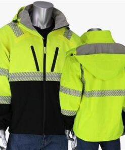 PIP 333-1550 Hi Vis Yellow Class 3 Ripstop Softshell Jacket with Black Bottom