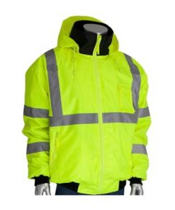 PIP 333-1762-LY ANSI Class 3 Bomber Jacket, Waterproof, Zip-Out Fleece Liner, Hi Vis Yellow