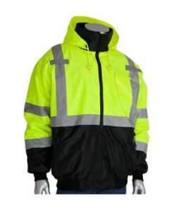 PIP 333-1766-LY ANSI Class 3 Bomber Jacket with Black Bottom, Waterproof, Zip-Out Fleece Liner, Hi Vis Yellow