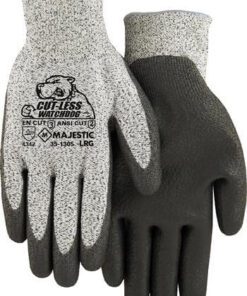 Majestic 35-1305 Cut-Less Watchdog Gloves, HPPE 13 Gauge Seamless Knit, Polyurethane Palm Dipped, ANSI Cut Level 2, Box/12 Pairs