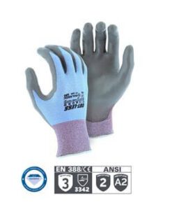 Majestic 37-1300 Dyneema Cut-Less Diamond Cut Resistant Gloves, 18 Gauge Knit, Polyurethane Palm Coated, ANSI Cut Level 2 / A2, Box/12 Pairs