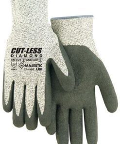 Majestic 37-1550 Dyneema Diamond Cut Resistant Gloves Latex Palm Coating ANSI Cut Level 4 - Box/12 Pairs